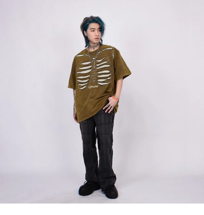 VOIDWEAR VDR_VANISH_05 ripped skeleton tee washed vintage cotton men’s summer streetwear USA