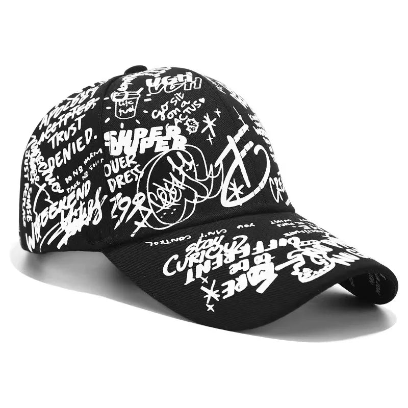 VOIDWEAR SIGNAL_VANISH_05 graffiti print cotton baseball cap with adjustable strap, designed for urban summer shadow-motion style