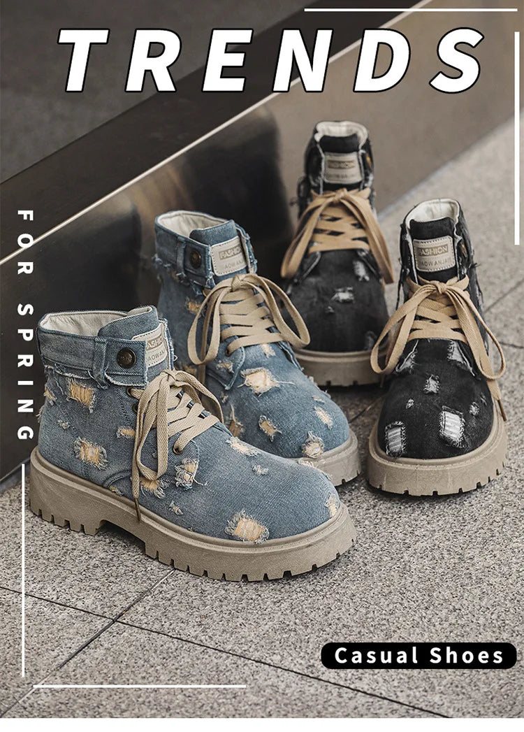 VOIDWEAR SIGNAL_VANISH_12 ☰ men’s denim ankle boots with lace-up closure, EVA insole, rubber outsole, ritual-inspired streetwear design