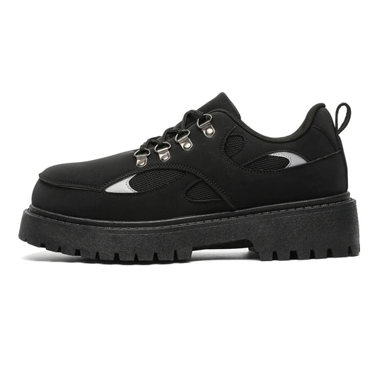 VOIDWEAR SIGNAL_VANISH_10 ☰ ankle-height PU leather boots with platform rubber outsole, mesh lining, and minimalist vanish design for spring/autumn