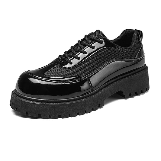 VOIDWEAR men’s ritual-inspired PU leather shoes – minimalist techwear style for U.S. and EU streetwear markets. Black platform sneaker on a white background